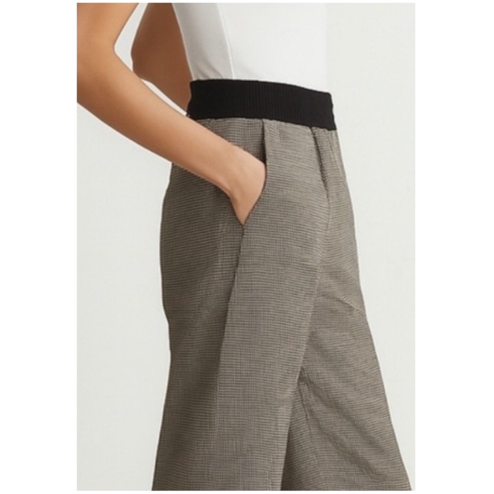 THAKOON Women’s Size 4 Brown Houndstooth Print Smocked Waist Wide Leg Trouser - Picture 12 of 12